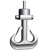 Extended shaft ramshorn hook e.g. motor driven rotatable hook suspensions